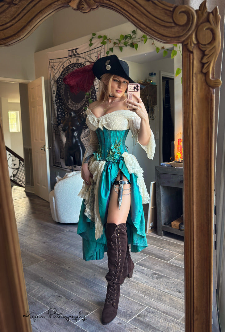 Teal Butterfly Corset