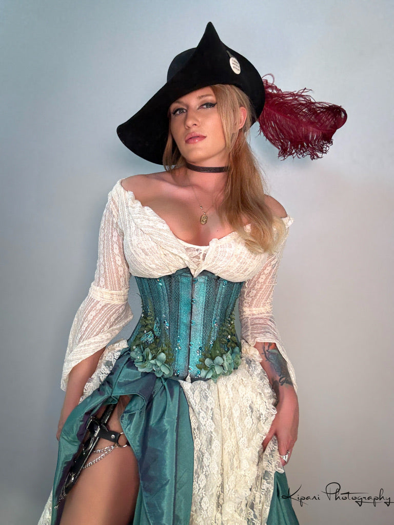 Teal Butterfly Corset