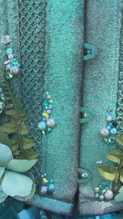 Teal Butterfly Corset